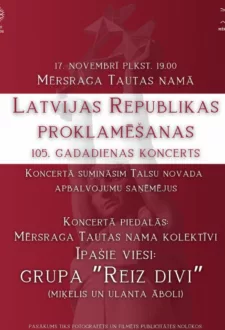 Latvijas Republikas proklamēšanas 105. gadadienai veltīts koncerts Mērsragā