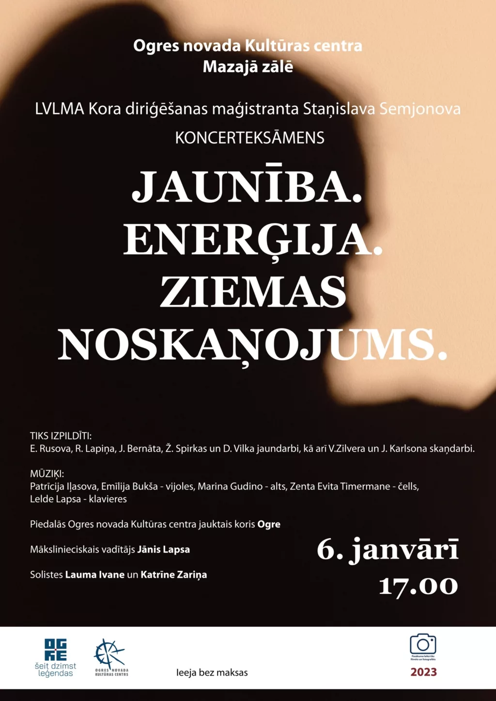 LVLMA Kora diriģēšanas maģistranta Staņislava Semjonova koncerteksāmens JAUNĪBA. ENERĢIJA. ZIEMAS NOSKAŅOJUMS.