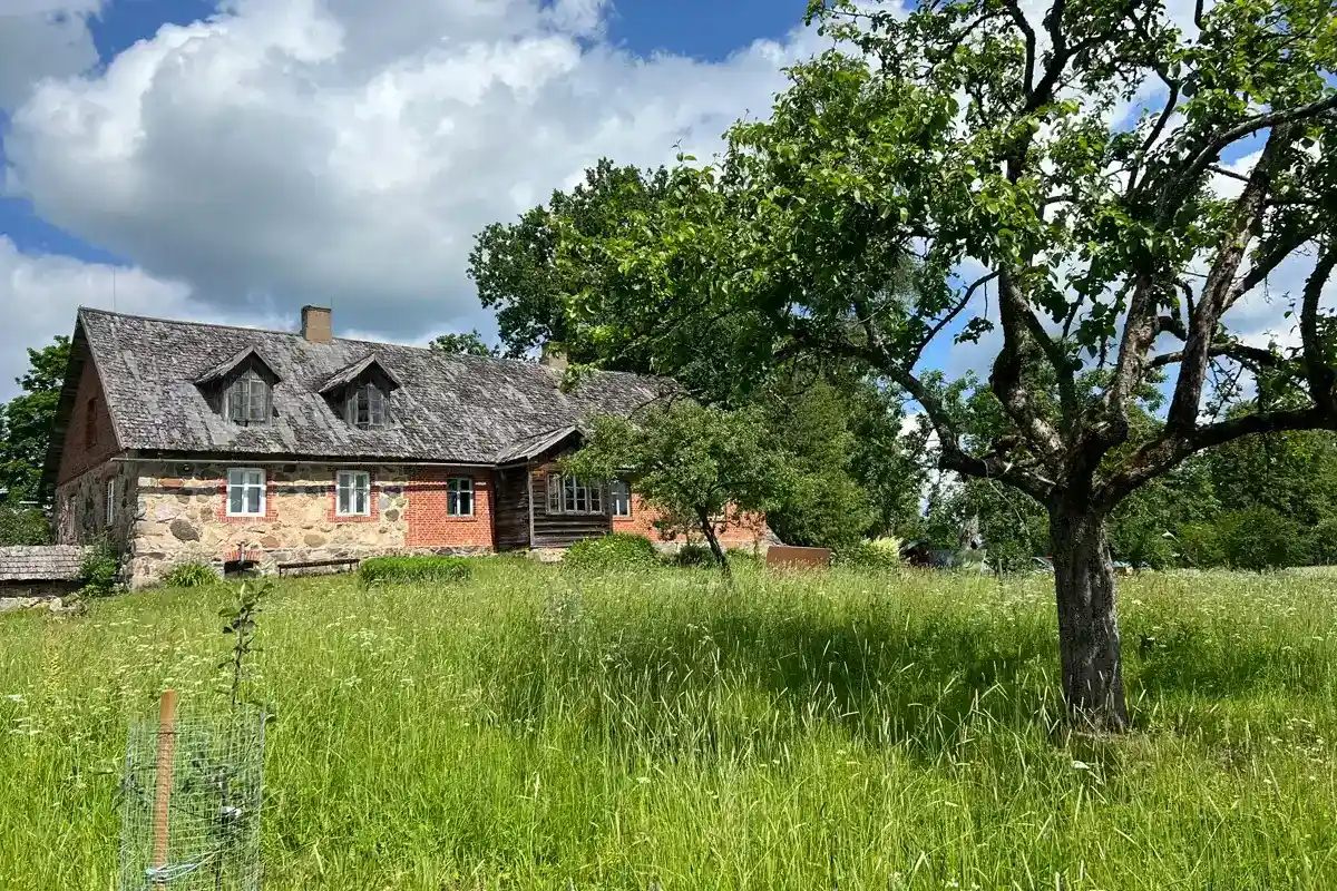 Viesus aicina atjaunotais Vilhelma Purvīša dzimto māju ābeļdārzs