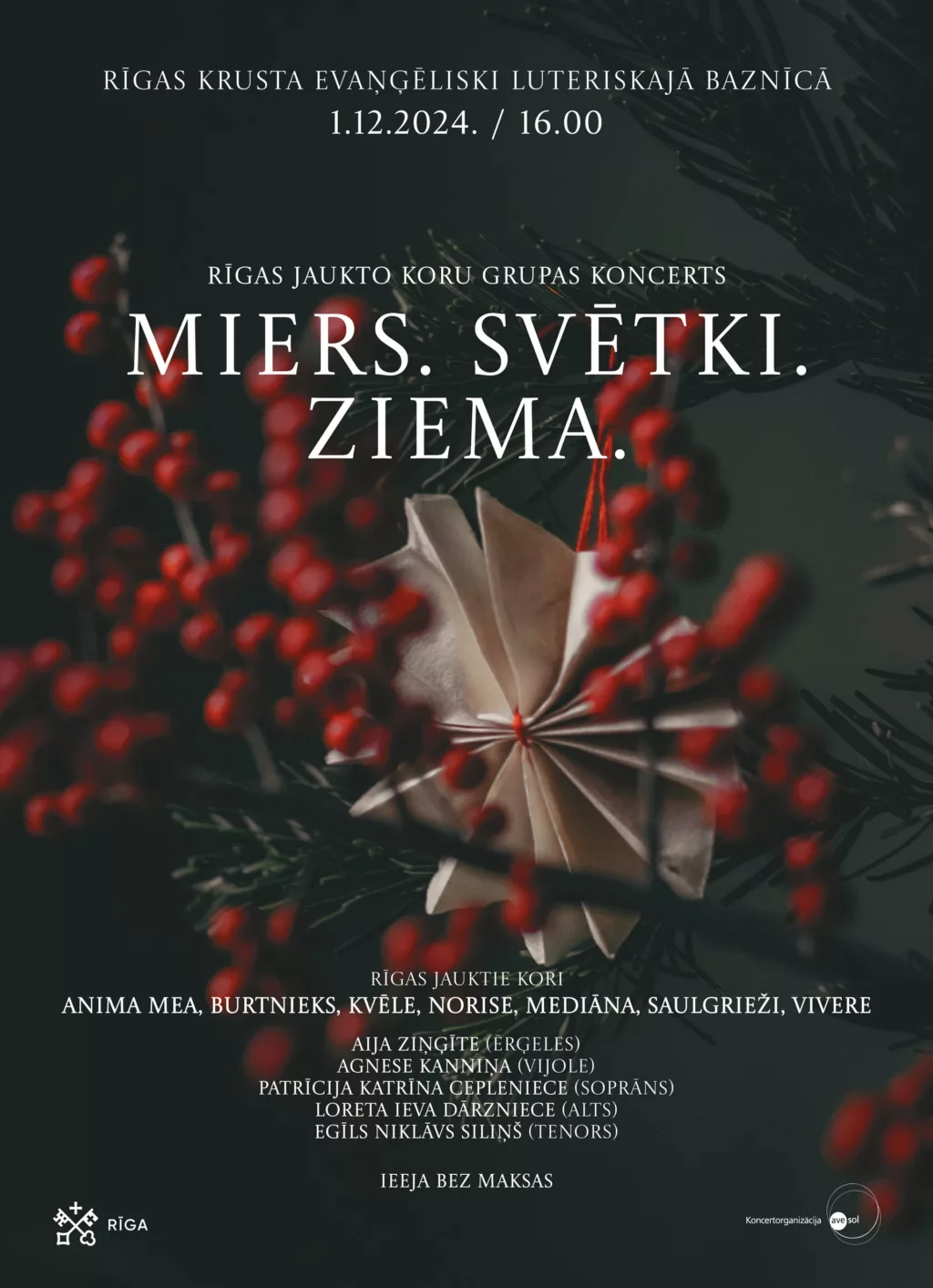 Rīgas jaukto koru koncerts “Miers. Svētki. Ziema.”