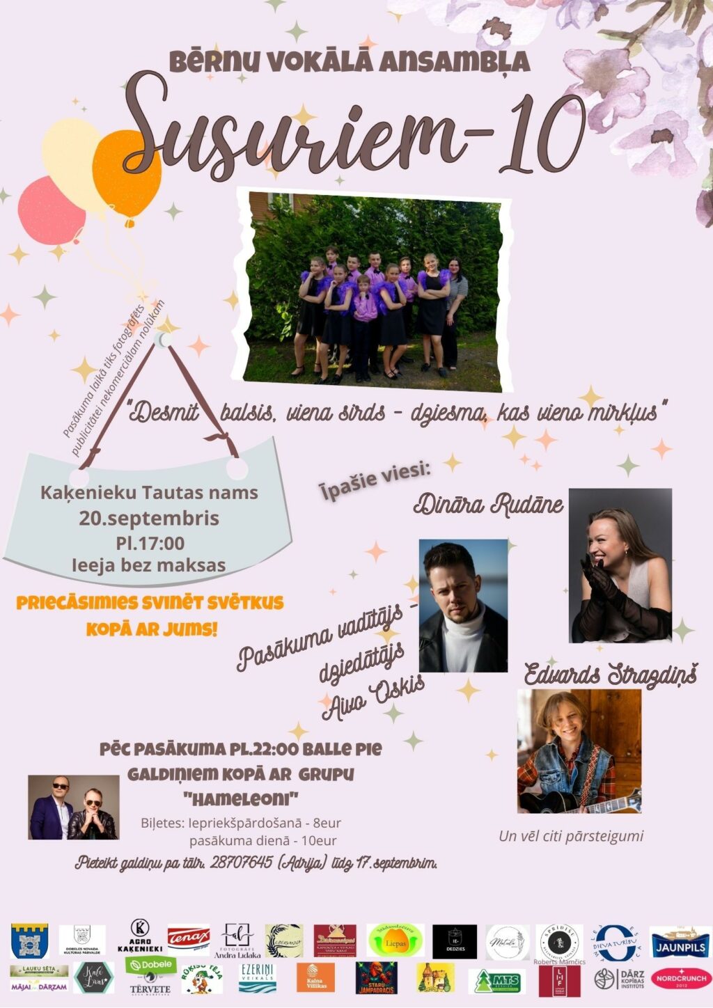 Bērnu vokālā ansambļa “Susuriņi” jubilejas pasākums.