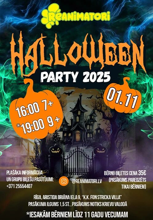 Halloween bērnu ballīte – Reanimatori (7-9 g.v.)