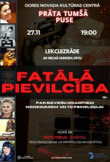 FATĀLĀ PIEVILCĪBA | Rūtas Treijas izklaidējoši informatīva lekcijizrāde par sievietēm noziegumu pasaulē