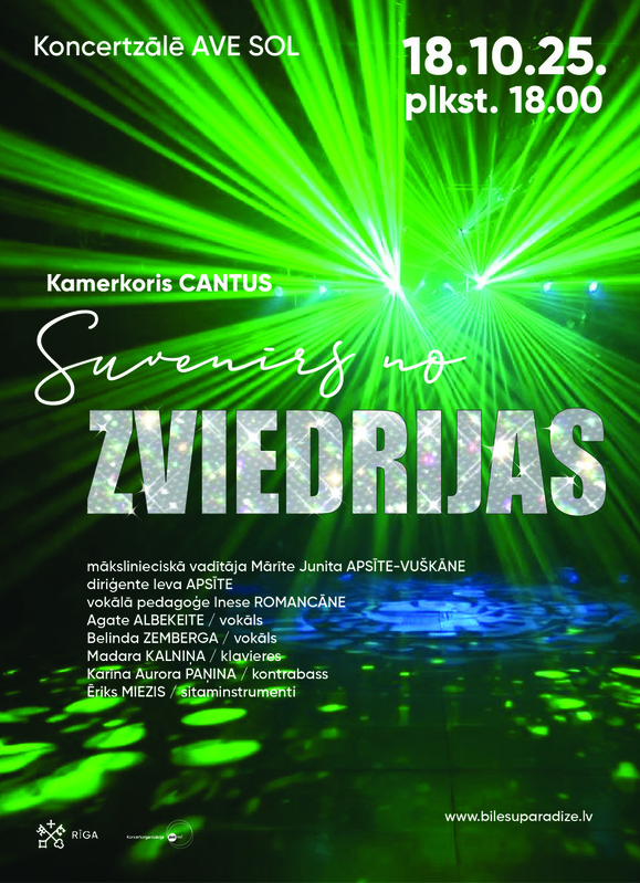 Kamerkora “Cantus” koncerts SUVENĪRS NO ZVIEDRIJAS