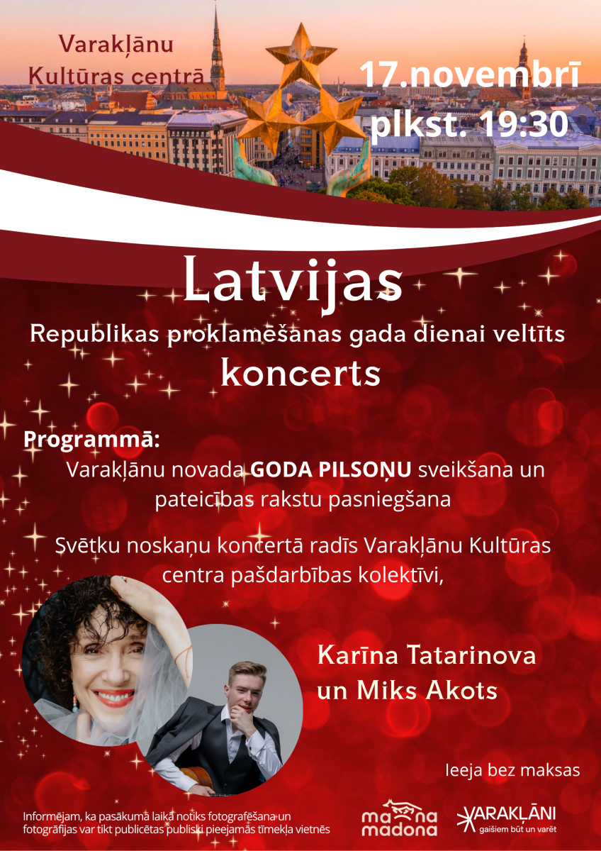 Latvijas Republikas proklamēšanas gada dienai veltīts koncerts Varakļānos