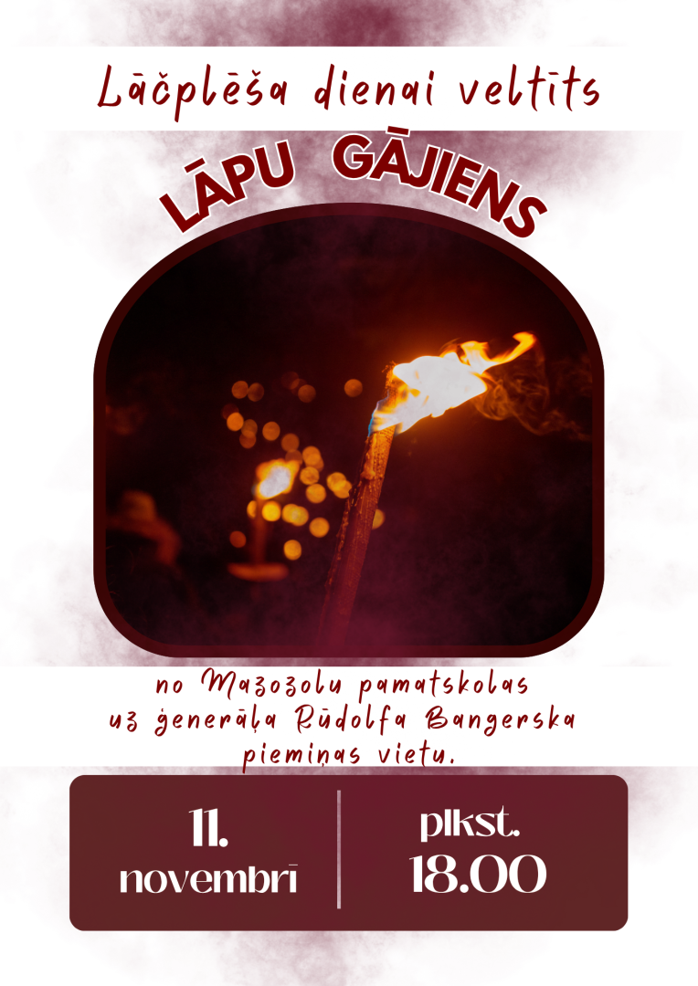 Lāčplēša dienai veltīts lāpu gājiens Mazozolos