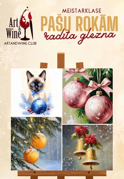 Art and Wine radošā meistarklase: Gleznojam 'Svētku noskaņa'