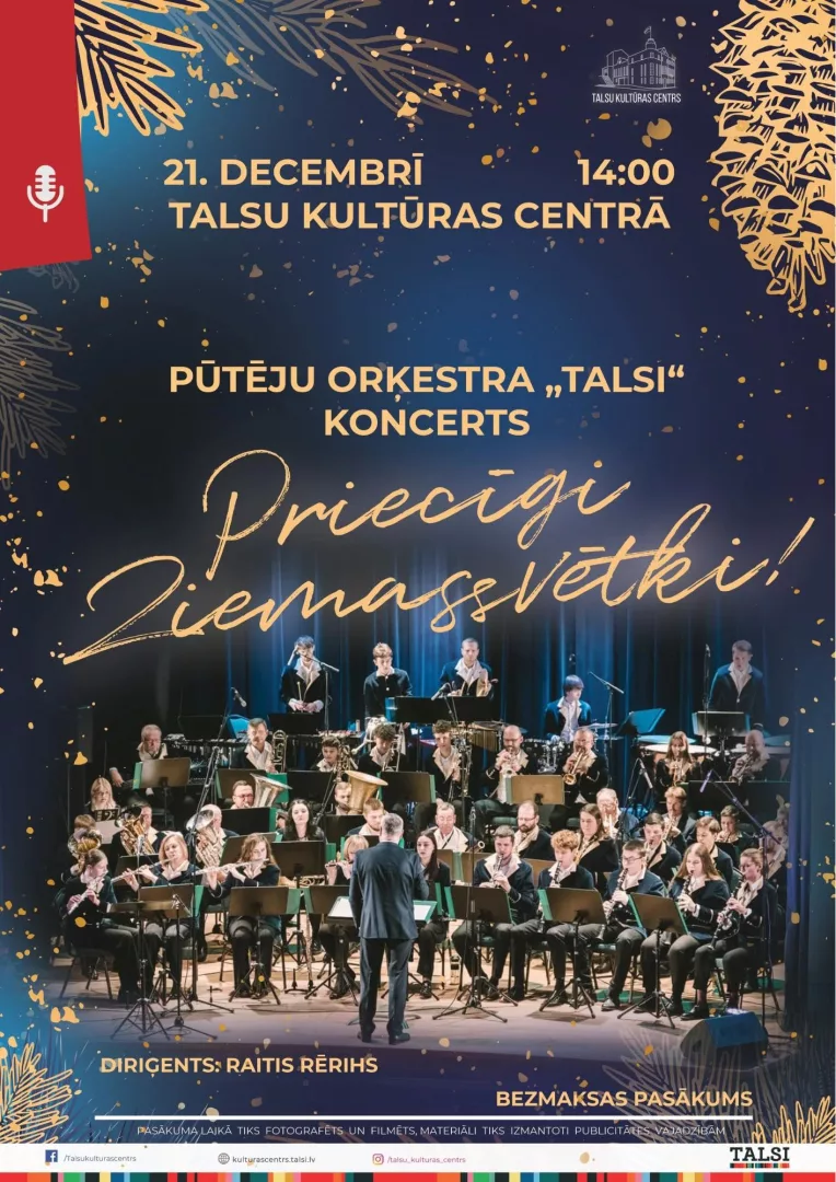 Pūtēju orķestra „Talsi” koncerts „Priecīgi Ziemassvētki!”