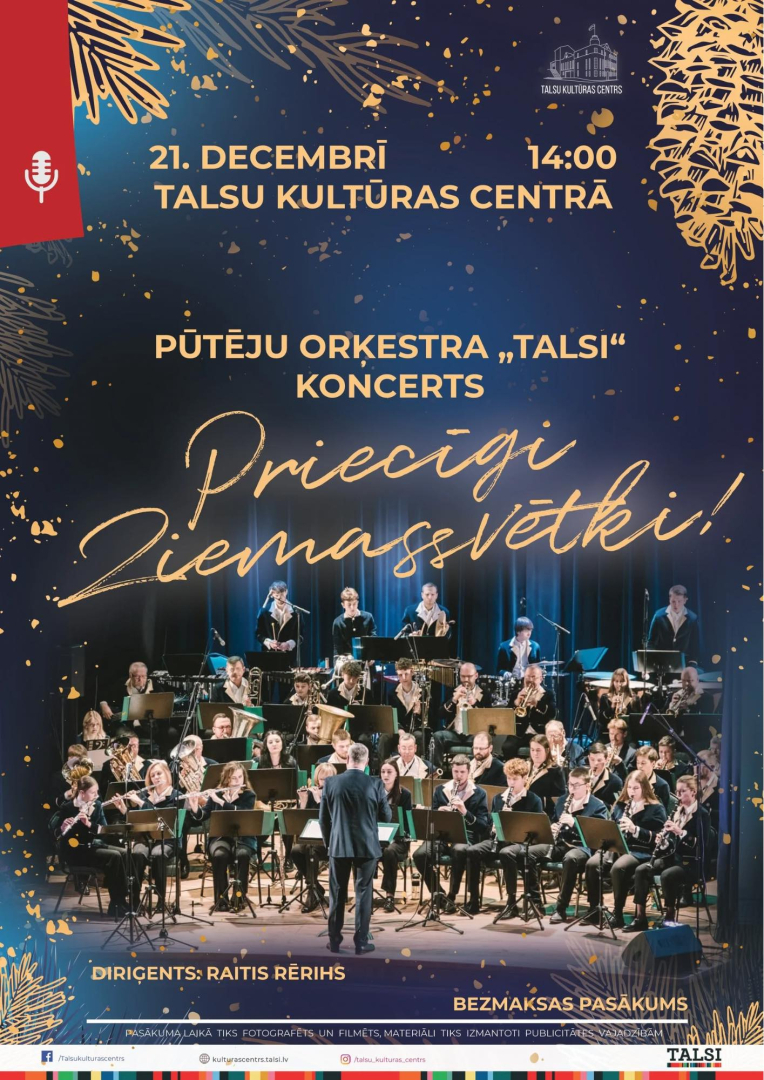 Pūtēju orķestra „Talsi” koncerts „Priecīgi Ziemassvētki!”