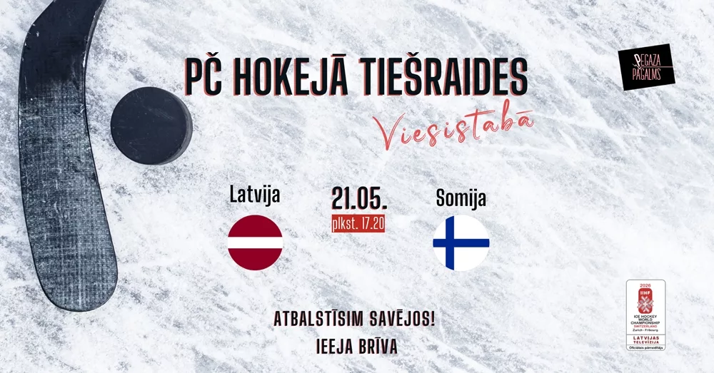 PČ hokejā tiešraides Pegaza Viesistabā. Latvija – Somija