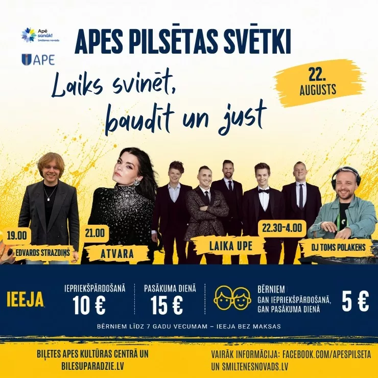 Apes pilsētas svētki | Sestdienas koncerti un svētku balle