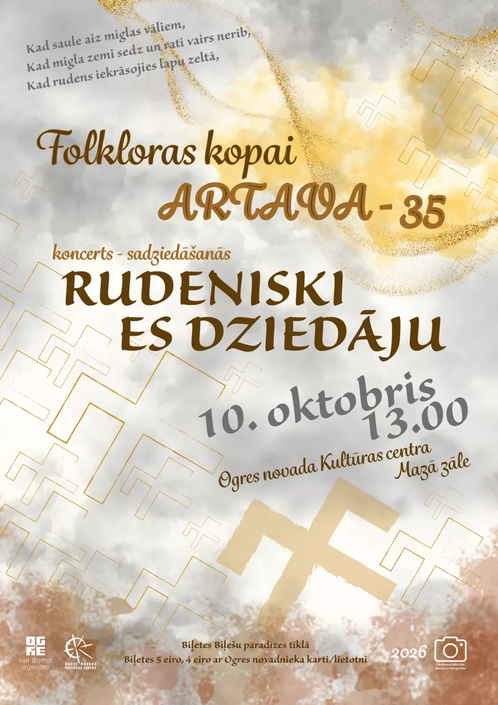Folkloras kopas ARTAVA 35 gadu jubilejas koncerts – sadziedāšanās RUDENISKI ES DZIEDĀJU
